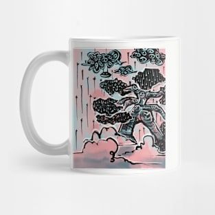 Enchanted Oak Aesthetic Tree Art - eyes in the clouds rain in the leaves Mug